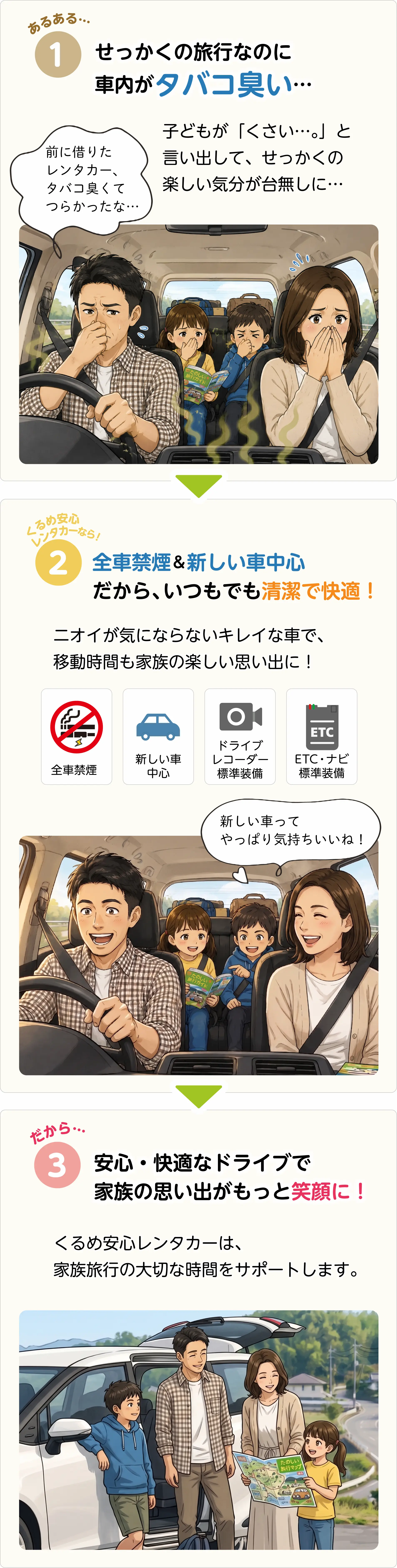 レンタカーを借りる時のちょっとした不安。「せっかくの旅行なのに車内がタバコ臭い&hellip;」